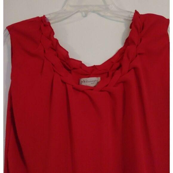 Philosophy Bright Red Braided Sleeveless Blouse - Picture 3 of 4